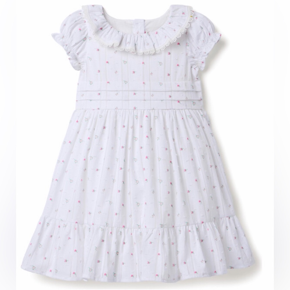 Janie and Jack Girls (10) The Rosebud Double Lined Floral White Dress